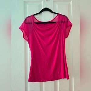 Cable & Gauge Fuchsia Sheer Sleeve Blouse